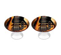 VstaDank Lot de 2 poignées de tiroir de guitare instrumentale robustes en acier inoxydable - Boutons d'armoire ronds tendance - Boutons de tiroir de commode - Poignées de porte exquises