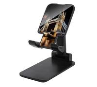 VstaDank Night London Tower Bridge Support de téléphone portable réglable et pliable pour smartphones et tablettes de 4 à 13 pouces, accessoires de bureau de voyage, style noir