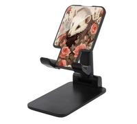 VstaDank Opossum and Roses Support de téléphone portable réglable et pliable pour smartphones et tablettes de 4 à 13 pouces, accessoires de bureau de voyage, style noir