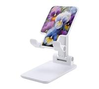 VstaDank Pansy Perfection Support de téléphone portable réglable et pliable pour smartphones et tablettes de 4 à 13 pouces, accessoires de bureau de voyage, style blanc