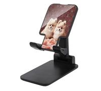 VstaDank Pomeranians Puppies and Point Support de téléphone portable réglable et pliable pour smartphones et tablettes de 4 à 13 pouces, accessoires de bureau de voyage, style noir