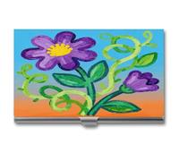 VstaDank Porte-cartes de visite coloré graffiti personnalisé en alliage d'aluminium pour cartes de visite avec rabat tendance pour homme et femme