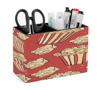 VstaDank Porte-stylo imprimé pop-corn à double compartiment, porte-pinceaux de maquillage tendance, porte-crayons en cuir pour casier de travail, accessoires de casier de travail, tasse à crayons