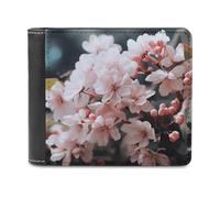 VstaDank Portefeuille à deux volets pour homme avec plusieurs emplacements pour cartes en cuir PU fin et minimaliste Motif fleurs roses et blanches