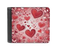 VstaDank Portefeuille à motif Saint-Valentin en cuir PU avec porte-cartes de crédit, capacité supplémentaire, portefeuilles à deux volets pour hommes et femmes, portefeuilles tendance