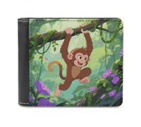 VstaDank Portefeuille en cuir Rhesus Singe Slim Portefeuille à deux volets Porte-cartes de crédit Mode Billfold Portefeuille Adulte Poche avant Portefeuilles