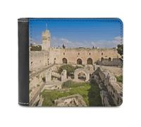 VstaDank Portefeuille fin en cuir Israel at The Tower of David avec poche frontale pour pièces de monnaie et porte-cartes de crédit