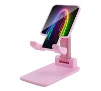 VstaDank Rainbow Neon Support de téléphone portable réglable et pliable pour smartphones et tablettes de 4 à 13 pouces, accessoires de bureau de voyage, style rose