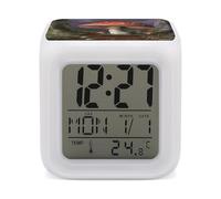 VstaDank Réveil en forme de champignon - LED - Changement de couleur - Super puissant - Horloge de bureau numérique - 7 couleurs