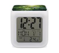 VstaDank Réveil numérique à LED avec fond d'arbre vert - Réveil numérique super puissant - Table de chevet - 7 couleurs