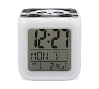 VstaDank Réveil numérique à LED en forme de panda noir et blanc avec changement de couleur, super puissant, table de chevet, réveils de bureau avec 7 couleurs