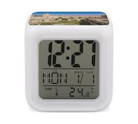 VstaDank Réveil numérique Israel à la tour de David - LED - Changement de couleur - Super puissant - Table de chevet - 7 couleurs