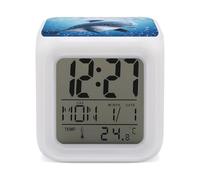 VstaDank Réveil numérique LED à changement de couleur pour bébé dauphin - Super puissant - Table de chevet - 7 couleurs