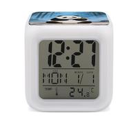 VstaDank Réveil panda géant avec date et température Grand écran LED 7 couleurs changeantes Horloge de bureau à piles avec date pour les gros dormeurs