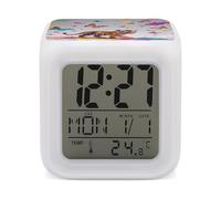 VstaDank Réveil tigre avec papillons avec date, température, grand écran LED, 7 couleurs changeantes, horloge de bureau à piles avec date pour les gros dormeurs