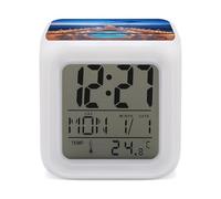 VstaDank Réveils de bateau de croisière avec 7 couleurs changeantes - Horloge numérique exquise pour chambre à coucher avec affichage de la température LED - Horloge de bureau - Réveil pour les