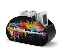 VstaDank Support de télécommande coloré pour clavier de piano et notes de musique avec 5 compartiments en cuir synthétique - Organiseur de bureau - Boîte de rangement pour télécommande TV - Pour la