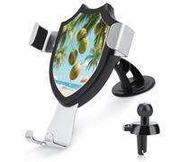 VstaDank Support de téléphone à motif de noix de coco tropicale réglable à 90° pour grille d'aération, support de téléphone de voiture à ventouse puissante, pour téléphones de 10,2 à 15,2 cm, supports