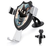 VstaDank Support de téléphone en forme de chat noir réglable à 90° pour grille d'aération, support de téléphone de voiture à ventouse pour téléphones de 4 à 6 pouces, supports stables et sûrs
