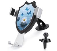 VstaDank Support de téléphone en pierre zen fleur et papillon réglable à 90 ° pour grille d'aération, support de téléphone portable de voiture à ventouse pour téléphones de 10,2 à 15,2 cm, supports