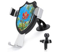 VstaDank Support de téléphone portable réglable à 90° avec motif de plantes tropicales pour grille d'aération, support de téléphone de voiture à ventouse puissante, pour téléphones de 10,2 à 15,2 cm