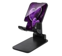VstaDank Support de téléphone portable réglable et pliable en forme de cœurs violets pour smartphones et tablettes de 4 à 13 pouces, accessoires de bureau de voyage, style noir