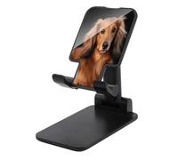 VstaDank Support de téléphone portable teckel à poils longs pour bureau, support de téléphone réglable et pliable pour smartphones et tablettes de 4 à 13 pouces, accessoires de bureau de voyage, style