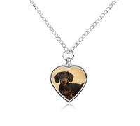 VstaDank Un joli collier urne en forme de teckel pour cendres - Bijou de crémation personnalisé pour animal domestique - Pendentif en forme de cœur - Bijou souvenir pour animal domestique - Collier
