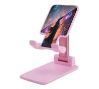 VstaDank Witch in The Mysterious Forest Support de téléphone portable réglable et pliable pour smartphones et tablettes de 4 à 13 pouces, accessoires de bureau de voyage, style rose