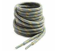 VSUDO 130 cm Lacets Chaussures de Travail et Bottes, Diamètre 4mm Lacets Ronds Gris de Randonnée, Robuste Cordon pour Bottes de Travail, Sécurité (1 Paire-Gris avec Point Jaune-130cm)