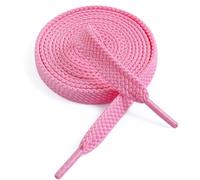 VSUDO Lacets Chaussures Plats de 120 cm en Rose Clair, Largeur 9 mm, Double Épaisseur Tissés Lacets pour Chaussures de Sport (1 Paire-Rose Clair-120cm)