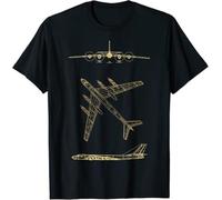 VSYNLOJN Tu-95 Russian Plane Warbird Blueprint Schematics Diagram Men T-Shirt Black M
