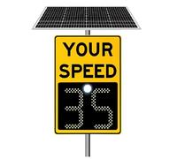 VsyPtyc Panneau de signalisation Radar Solaire, Panneau de limitation de Vitesse à Del, Affichage Radar en Aluminium, Panneau d'avertissement Routier Yellow-24 x36