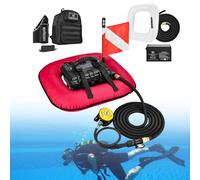 VsyPtyc Ventilateur de plongée sous-Marine, système de plongée sans Bouteille, compresseur d'air, Jouets de Piscine et de plongée, autonomie de la Batterie 60-70 Min Red-dualbattery