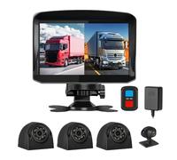 VSYSTO 4CH Camion Dash Cam, 7.0'' Moniteur Caméra De Recul, Moniteur 2 Split Caméra de Voiture, 1080P Avant & Côtés & Arrière IR Vision Nocturne GPS pour Camion Remorque Van Tracteur