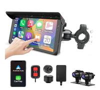 VSYSTO Moto Carplay, Écran Carplay et Android Auto sans Fil avec Avant et Arrière Caméras, Tactile étanche de 5 Pouces pour Moto avec WiFi, Navigation GPS, Double Bluetooth, Siri Assistant, TPMS