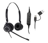VT Casque filaire UC avec 2 micros AI antibruit - Casque de travail avec USB-C/A pour PC/ordinateur portable/téléphones IP pour MS Teams, 3CX, Genesys, Bria, Avaya Workplace, Cisco Jabber, GoogleMeet