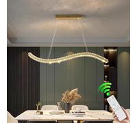 VTAMng Lampe suspendue LED dimmable cristal moderne 58W Suspension table à manger avec télécommande design linéaire salle à manger hauteur réglable décoration de style nordique salon lustre de cuisine