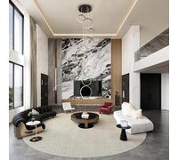 VTAMng Lustre long à 15 anneaux grande suspension décorative moderne éclairage suspendu pour escalier en colimaçon haut de plafond avec télécommande lampe suspendue LED intensité variable hall d'entré