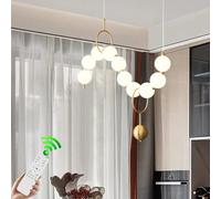 VTAMng Lustre moderne à LED chic et décoratif abat-jour globe en acrylique blanc à intensité variable lampe suspendue linéaire salle à manger style ferme cuisine table à manger au-dessus de l'îlot(A80