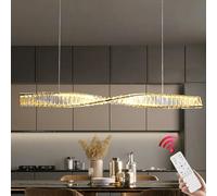 VTAMng Moderne Lustre linéaire suspension longue décoration en cristal luminaire LED avec télécommande gradation style nordique salle à manger plafonnier au-dessus du bar café restaurant bureau lampe(