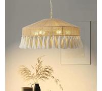 VTAMng Suspension Luminaire en rotin lumières Boho Grand Lustre Wabi-Sabi Lampe Suspendue avec Franges Lustre Luminaires pour Salon Salle à Manger Cuisine Chambre Pépinière Chambre de Filles(30cm)