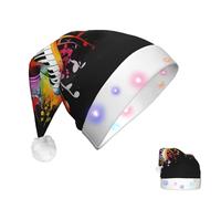 VTCTOASY Chapeau de Père Noël avec lumières LED - Chapeau de Noël en peluche coloré avec clavier de piano - Note de musique - Chapeau de Père Noël lumineux pour adultes