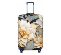 VTCTOASY Housse de bagage à fleur dorée - Housse de bagage élastique plus épaisse - Résistante à la poussière et aux rayures - Pour bagages de 45,7 à 81,3 cm, Noir , M