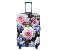 VTCTOASY Housse de bagage à fleurs bleues - Housse de bagage de voyage élastique plus épaisse - Résistante à la poussière et aux rayures - Pour bagages de 45,7 à 81,3 cm, Noir , L