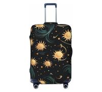 VTCTOASY Housse de bagage à motif de soleil répété - Housse de bagage de voyage élastique plus épaisse - Résistante à la poussière et aux rayures - Convient aux bagages de 45,7 à 81,3 cm, Noir , XL