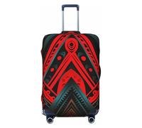 VTCTOASY Housse de bagage à motif ethnique rouge et noir - Housse de bagage de voyage élastique plus épaisse - Résistante à la poussière et aux rayures - Housse de protection pour bagages de 45,7 à