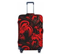 VTCTOASY Housse de bagage à motif rouge et noir - Housse de bagage de voyage élastique plus épaisse - Résistante à la poussière et aux rayures - Housse de protection pour bagages de 45,7 à 81,3 cm,