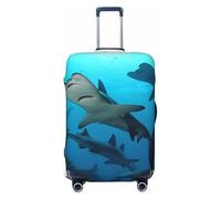 VTCTOASY Housse de bagage à tête de marteau et requins - Housse de bagage élastique plus épaisse - Résistante à la poussière et aux rayures - Convient aux bagages de 45,7 à 81,3 cm, Noir , XL