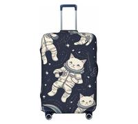 VTCTOASY Housse de bagage amusante motif chat astronaute, housse de bagage de voyage épaisse et élastique, housse de bagage anti-poussière et résistante aux rayures, housse de protection pour bagages